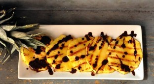 Grilled Pineapple With Honey And Dark Chocolate Drizzle